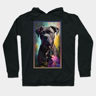 Cane Corso Dog Vibrant Tropical Flower Tall Digital Oil Painting Portrait 3 Hoodie